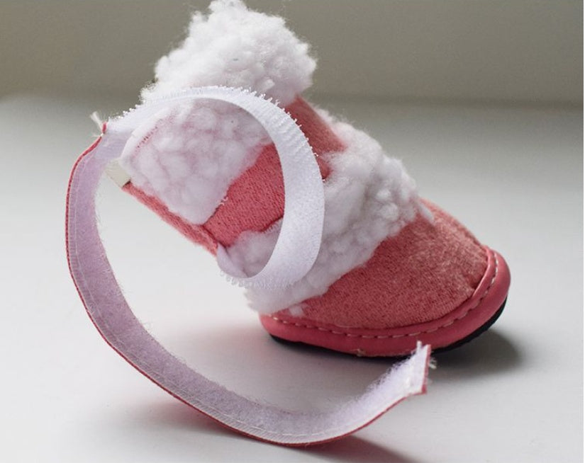 KFX-9772477 Warm Suede Thick Lamb Wool Pet Shoes for Small Dogs - Non-slip Winter Footwear