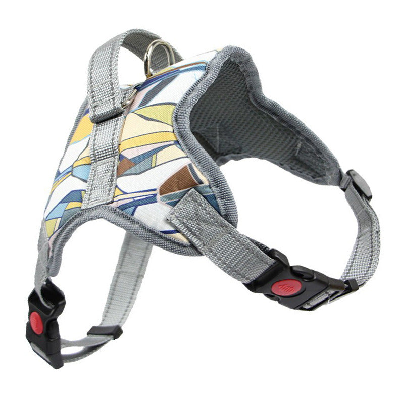 KFX-9774909 Reflective Dog Harness and Leash Set - Adjustable Polyester Pet Gear in Yellow, Blue, Gray, and Black