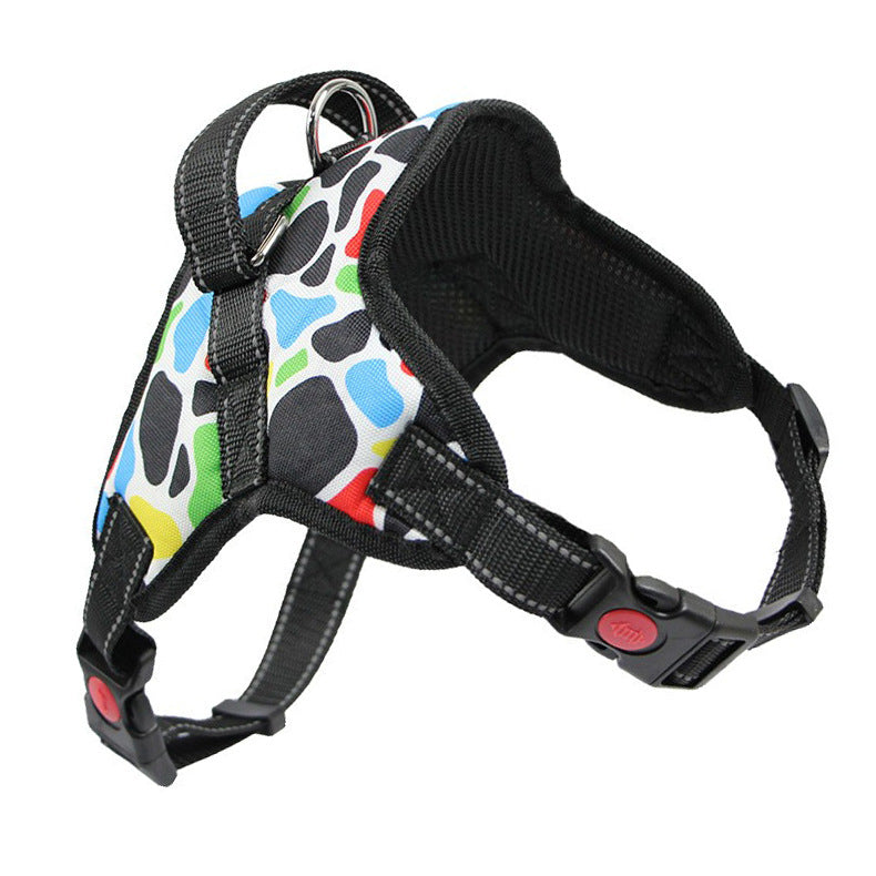 KFX-9774909 Reflective Dog Harness and Leash Set - Adjustable Polyester Pet Gear in Yellow, Blue, Gray, and Black