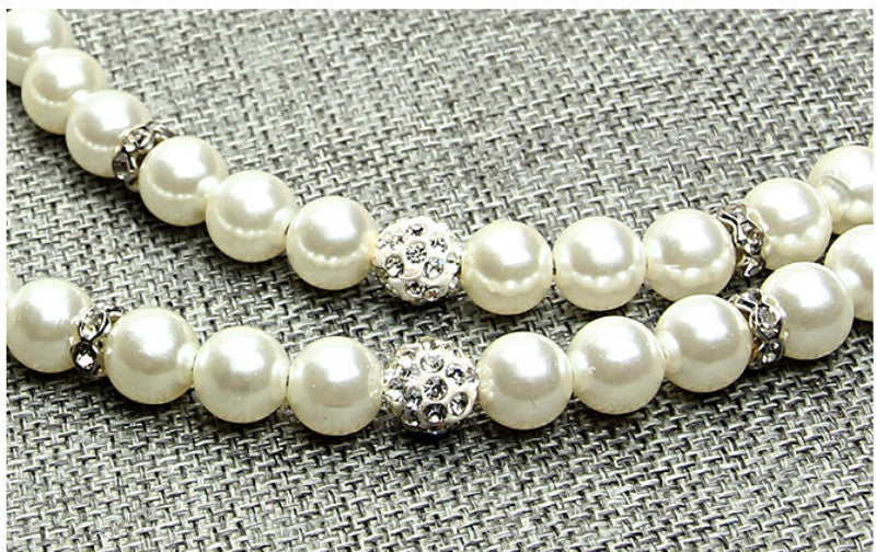 KFX-9775421 Elegant Pearl Dog Leash and Collar Set - White, Size S/M/L