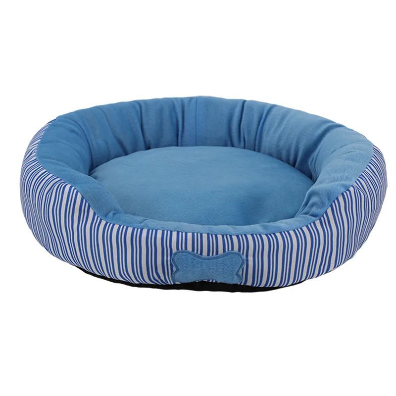 KFX-9775677 Round Striped Nest for Small to Medium Dogs and Pomeranians - All-Season Pet Bed