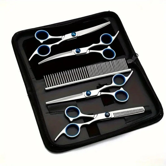 KFX-9777213 Portable Pet Scissors Set for Dog Grooming, Metal Split Hat Scissors