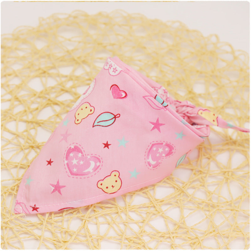 KFX-9779005 Colorful Cartoon Lace Cotton Triangle Scarf - Soft, Absorbent Saliva Towel for Versatile Use