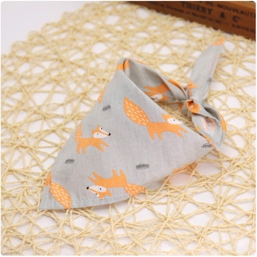 KFX-9779005 Colorful Cartoon Lace Cotton Triangle Scarf - Soft, Absorbent Saliva Towel for Versatile Use