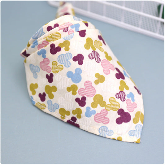 KFX-9779005 Colorful Cartoon Lace Cotton Triangle Scarf - Soft, Absorbent Saliva Towel for Versatile Use