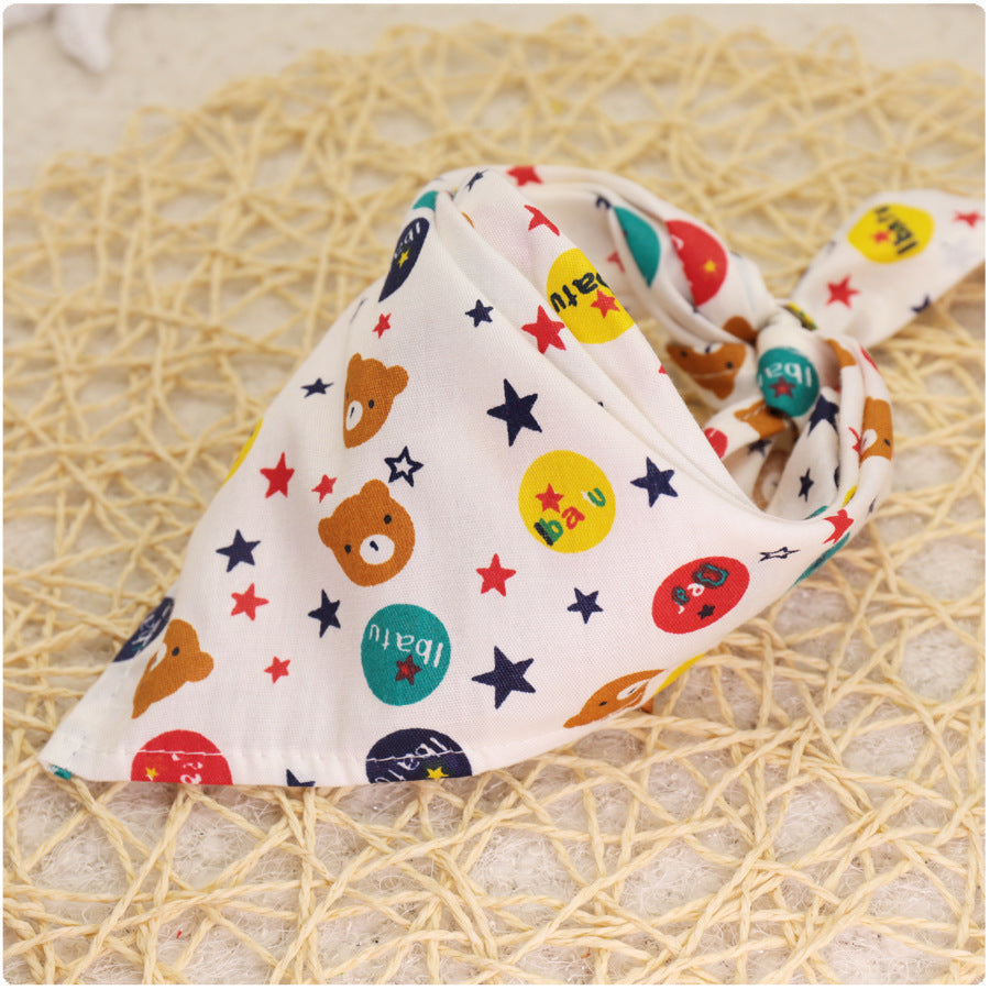 KFX-9779005 Colorful Cartoon Lace Cotton Triangle Scarf - Soft, Absorbent Saliva Towel for Versatile Use