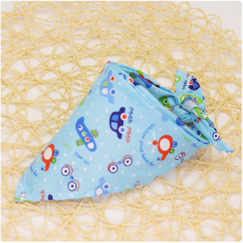KFX-9779005 Colorful Cartoon Lace Cotton Triangle Scarf - Soft, Absorbent Saliva Towel for Versatile Use