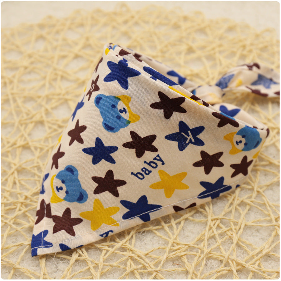 KFX-9779005 Colorful Cartoon Lace Cotton Triangle Scarf - Soft, Absorbent Saliva Towel for Versatile Use