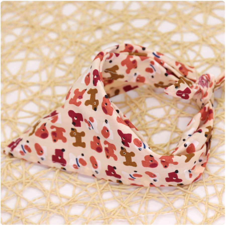 KFX-9779005 Colorful Cartoon Lace Cotton Triangle Scarf - Soft, Absorbent Saliva Towel for Versatile Use