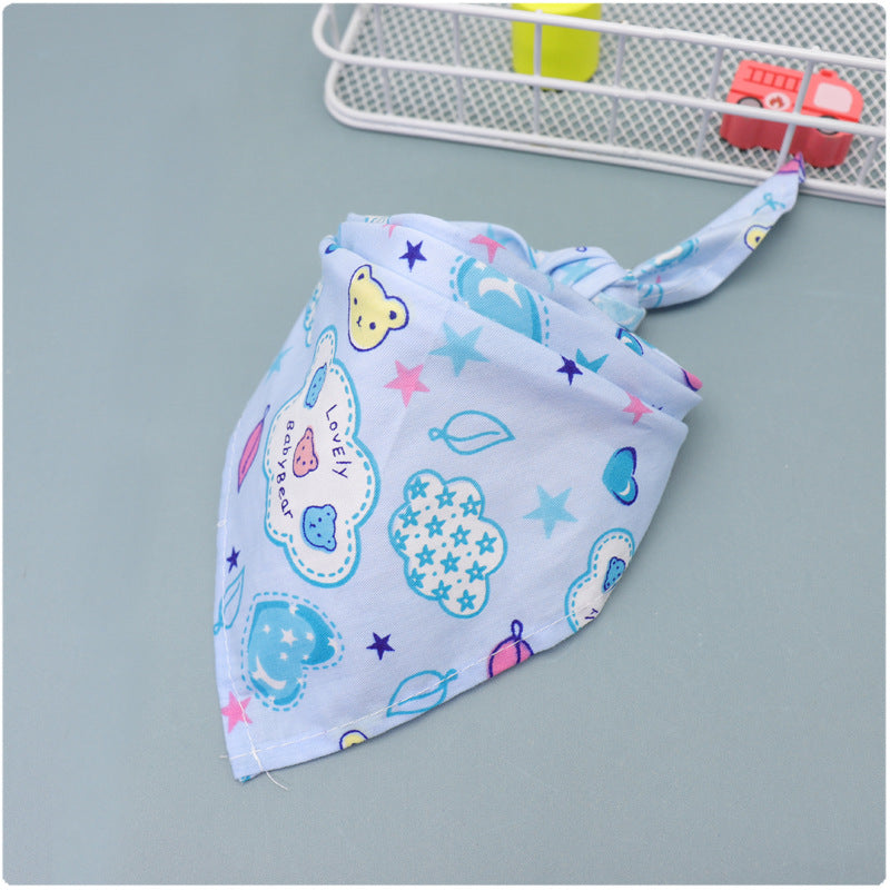 KFX-9779005 Colorful Cartoon Lace Cotton Triangle Scarf - Soft, Absorbent Saliva Towel for Versatile Use