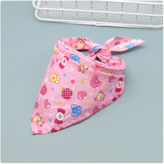 KFX-9779005 Colorful Cartoon Lace Cotton Triangle Scarf - Soft, Absorbent Saliva Towel for Versatile Use