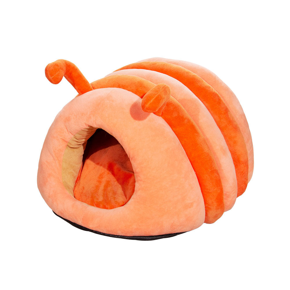 KFX-9781437 Cozy Caterpillar Pet Bed in Orange or Green, Plush Crystal Velvet for Cats