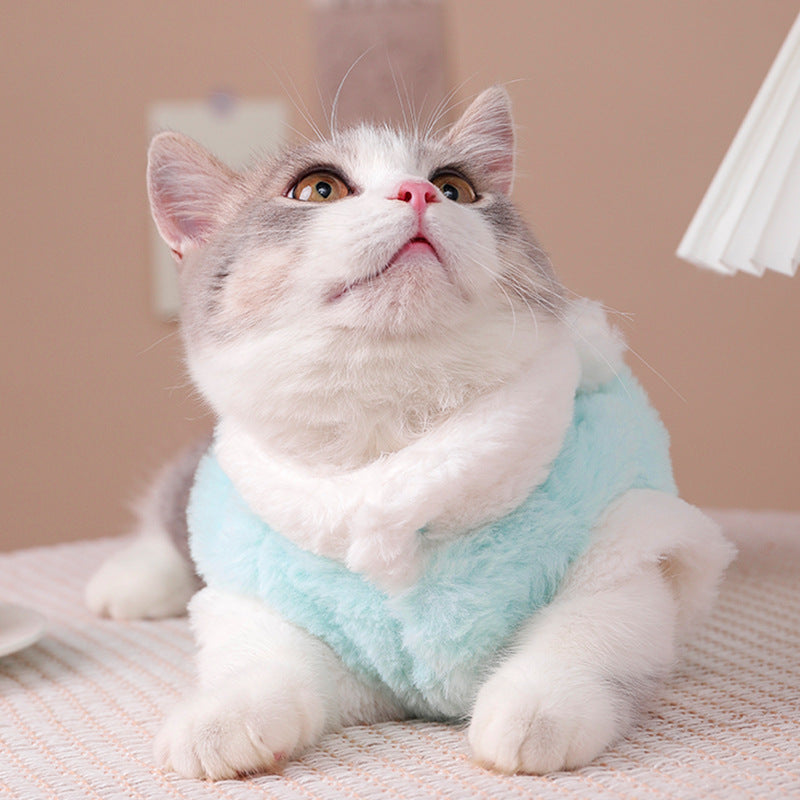 KFX-9781949 Sleeveless Winter Cat Coat in Pink or Blue – Comfortable, Anti-Hair Loss Design for Easy Movement