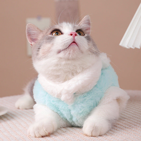 KFX-9781949 Sleeveless Winter Cat Coat in Pink or Blue – Comfortable, Anti-Hair Loss Design for Easy Movement