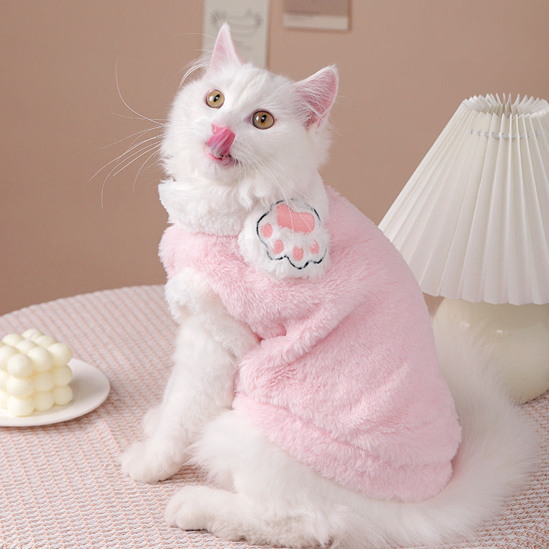 KFX-9781949 Sleeveless Winter Cat Coat in Pink or Blue – Comfortable, Anti-Hair Loss Design for Easy Movement