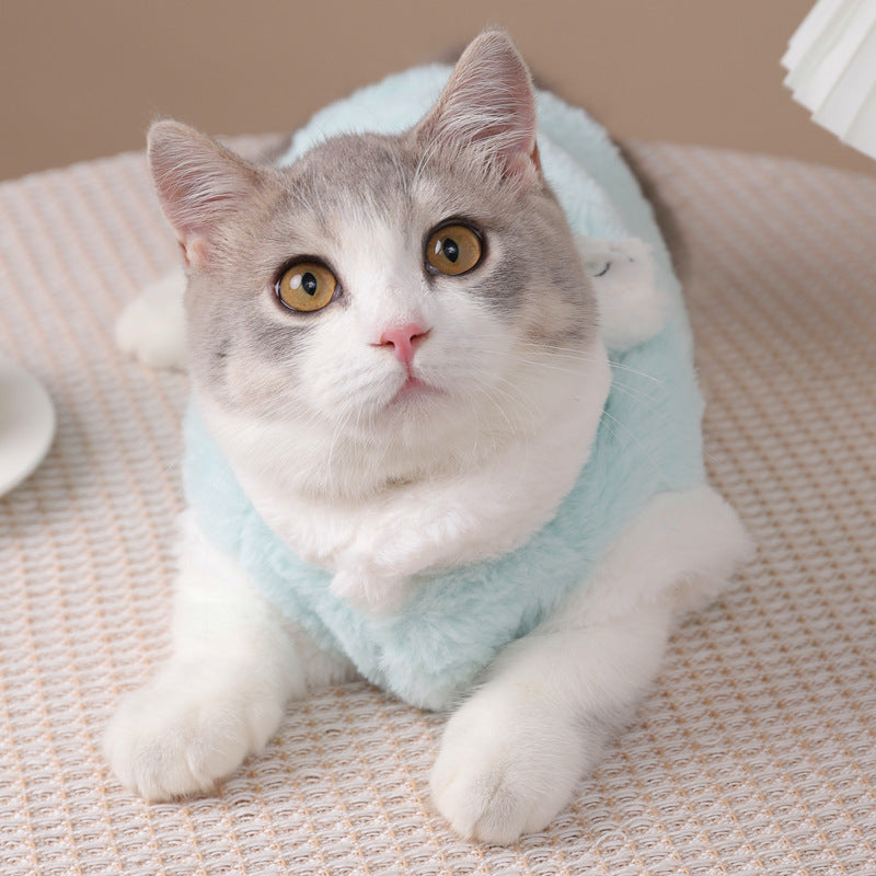 KFX-9781949 Sleeveless Winter Cat Coat in Pink or Blue – Comfortable, Anti-Hair Loss Design for Easy Movement