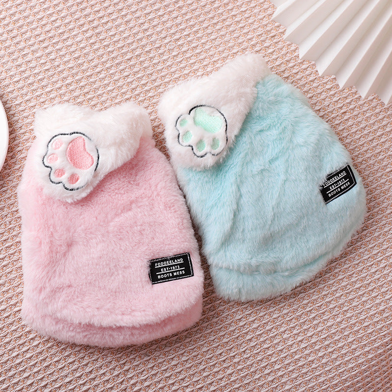 KFX-9781949 Sleeveless Winter Cat Coat in Pink or Blue – Comfortable, Anti-Hair Loss Design for Easy Movement