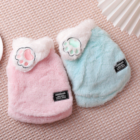 KFX-9781949 Sleeveless Winter Cat Coat in Pink or Blue – Comfortable, Anti-Hair Loss Design for Easy Movement