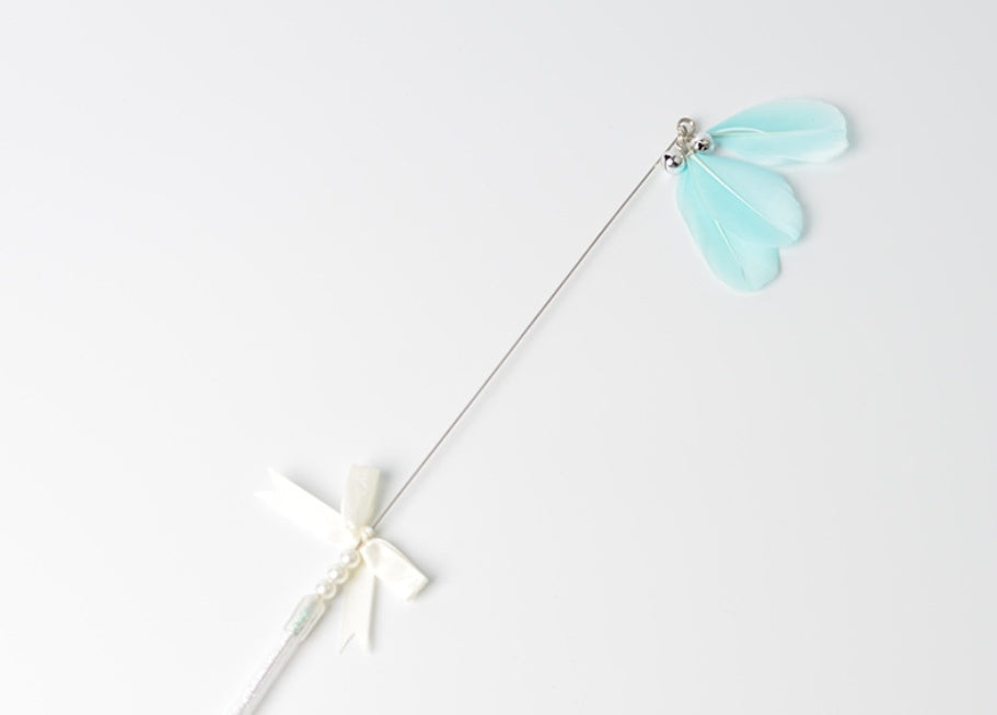 KFX-9782205 Feather Bell Fairy Pen - Colorful Cat Stick in Korean Powder, Gray, Lake Blue