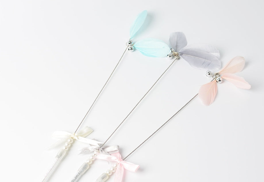 KFX-9782205 Feather Bell Fairy Pen - Colorful Cat Stick in Korean Powder, Gray, Lake Blue