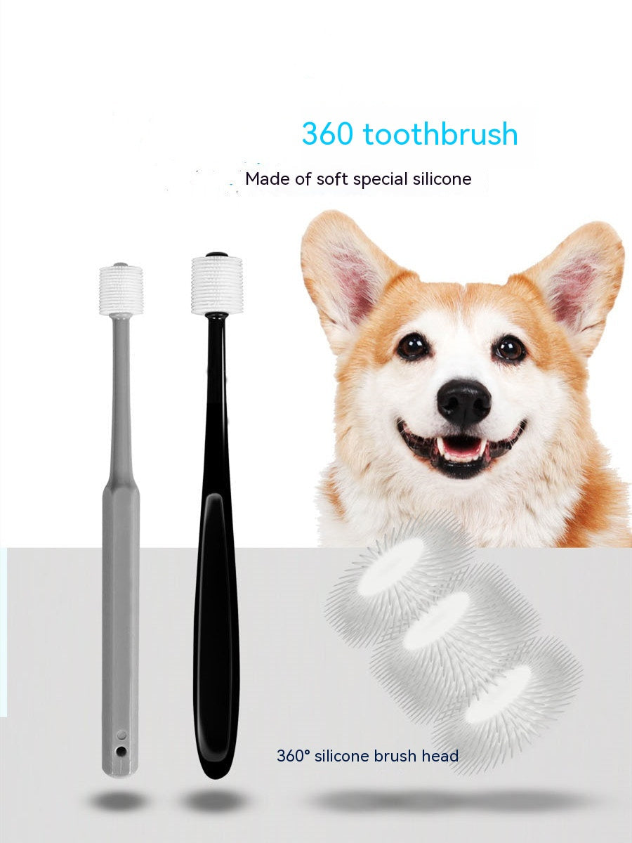 KFX-9782973 360-Degree Pet Toothbrush for Dogs and Cats - Effective Oral Cleaning and Bad Breath Prevention