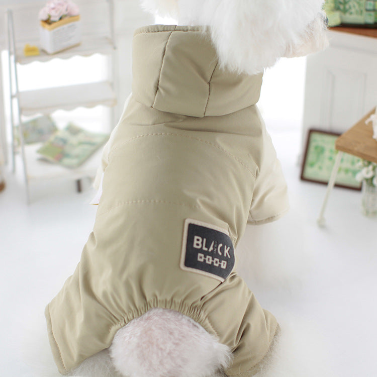 KFX-9785533 Hooded Four-Legged Pet Clothing in Dark Green and Khaki - Sizes XS to XL