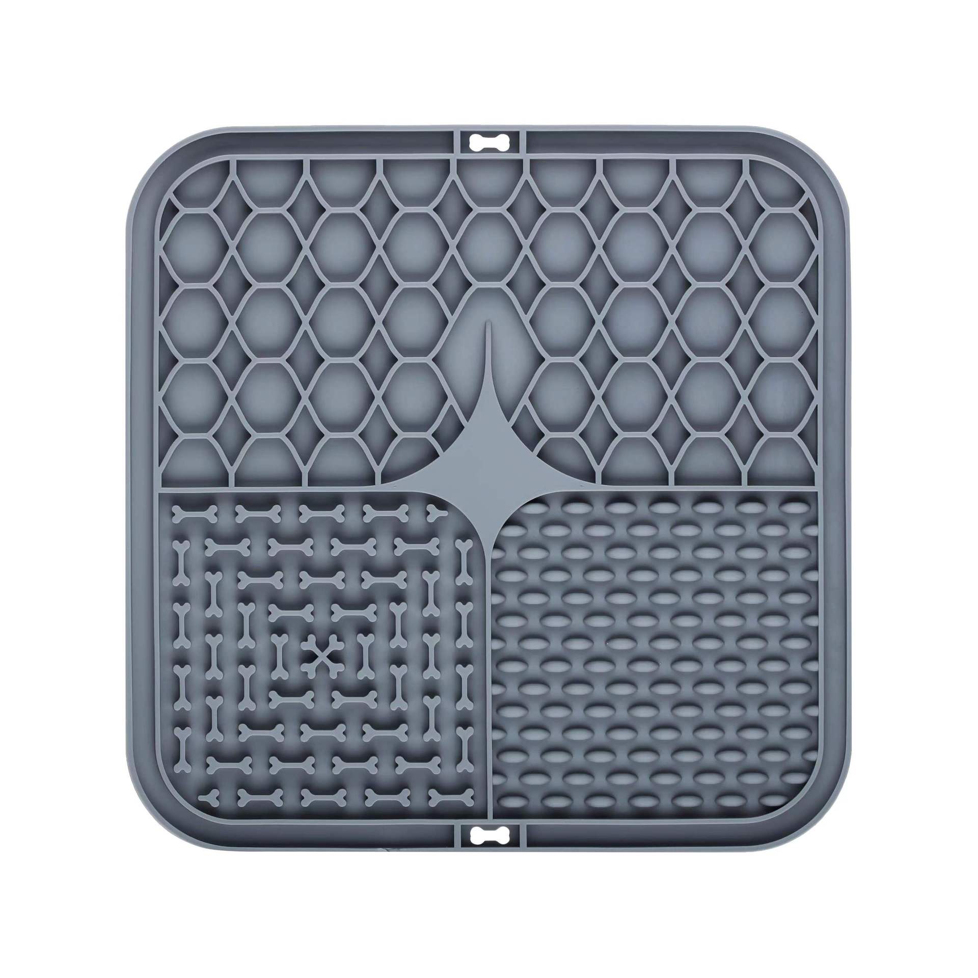 KFX-9787325 Suction Cup Silicone Slow Feeder Bowl with Pet Mat for Dogs and Cats