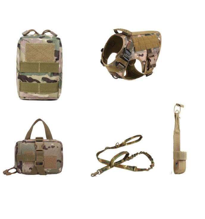 KFX-9788605 Tactical Dog Harness and Leash Set for Training with Reinforced Handle and Versatile Patches