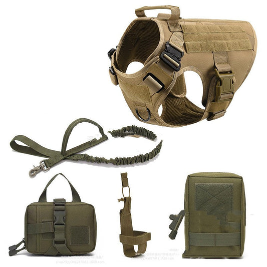 KFX-9788605 Tactical Dog Harness and Leash Set for Training with Reinforced Handle and Versatile Patches