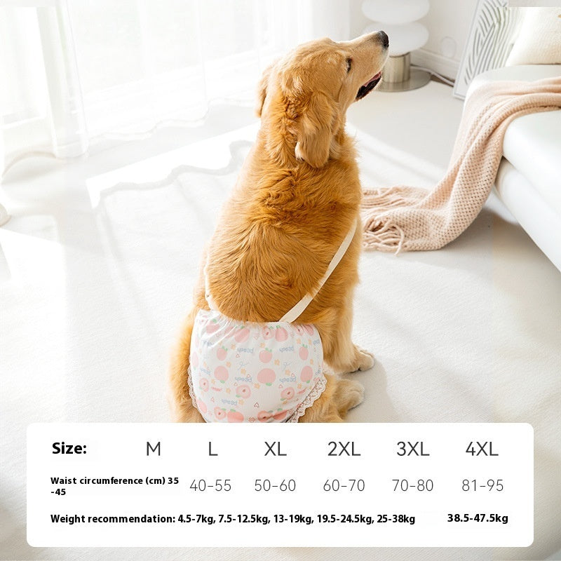 KFX-9791549 Menstrual Diaper Pants for Pets - Casual Fit in Green Small Flower, Pink Peach, Orange Small Flower