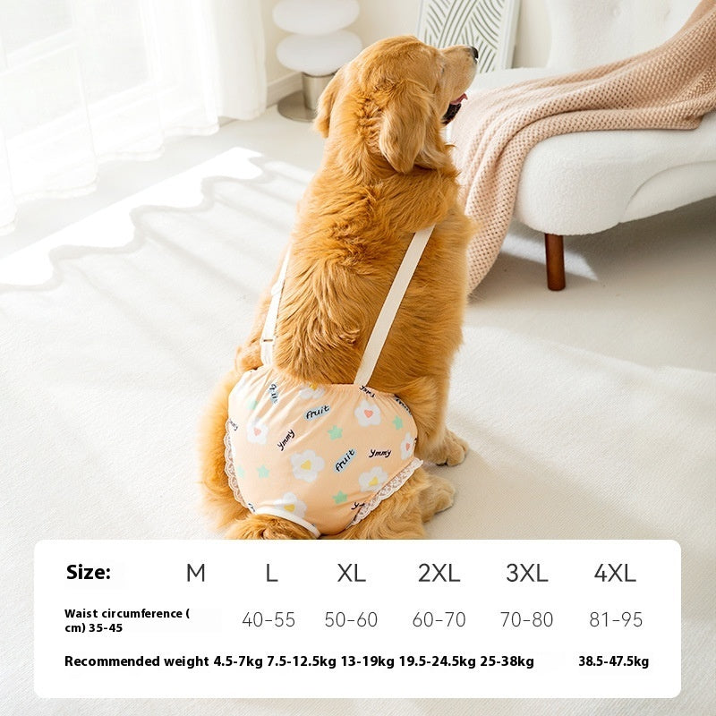 KFX-9791549 Menstrual Diaper Pants for Pets - Casual Fit in Green Small Flower, Pink Peach, Orange Small Flower