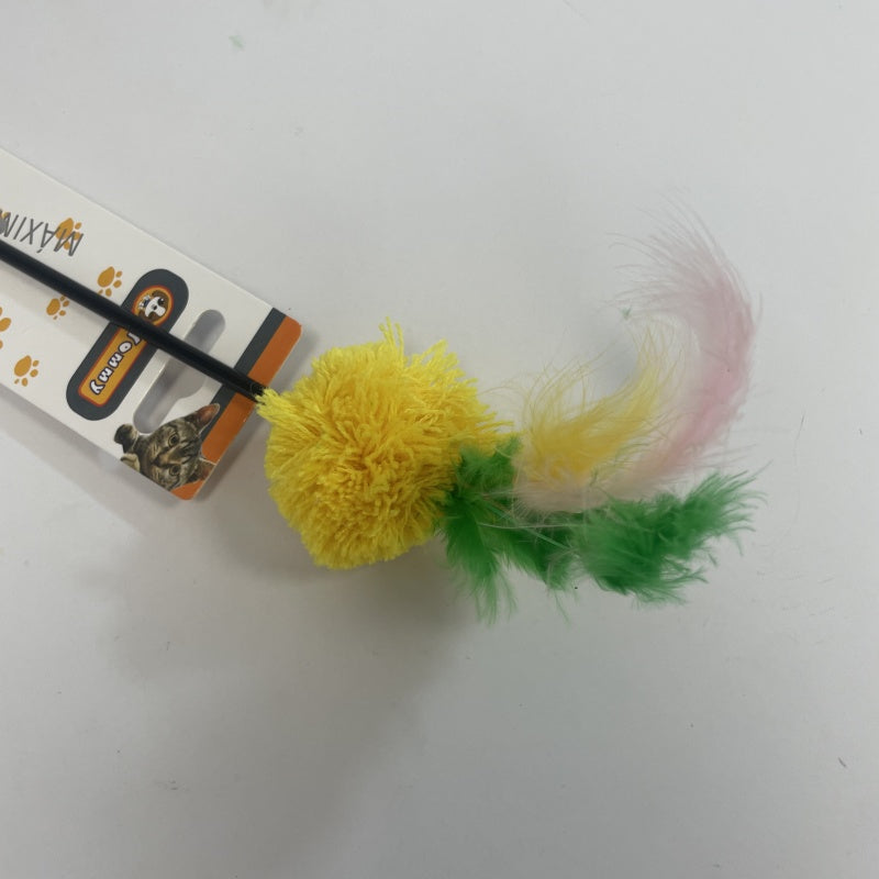 KFX-9793725 Colorful Feather Ball Cat Toy for Engaging Playtime Fun