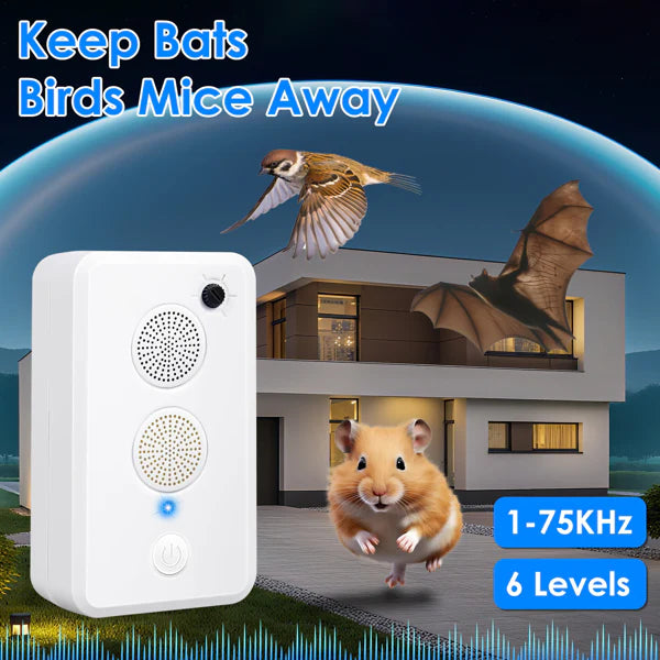 KFX-9794877 4-Pack Ultrasonic Pest Repeller with Adjustable 1-75KHz Frequency, 6 Levels, Indoor & Outdoor Use, 950mAh Rechargeable, Covers 753 Sq.ft