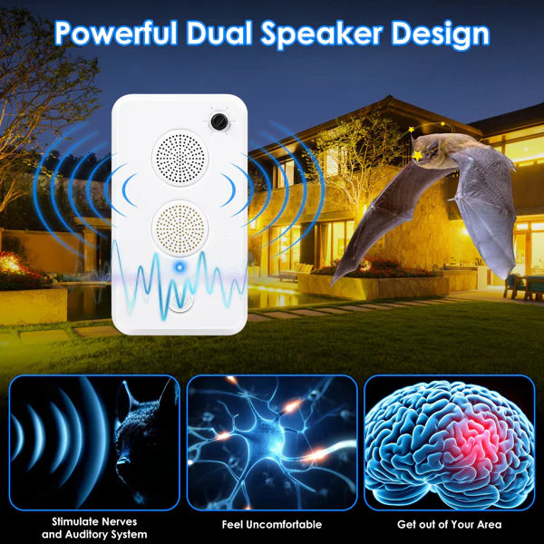 KFX-9794877 4-Pack Ultrasonic Pest Repeller with Adjustable 1-75KHz Frequency, 6 Levels, Indoor & Outdoor Use, 950mAh Rechargeable, Covers 753 Sq.ft