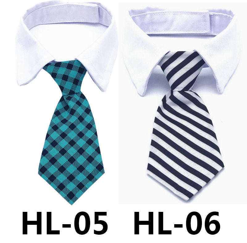 KFX-9795133 Solid Color and Striped Pet Tie for Cats and Dogs - Polyester Silk, S and L Sizes