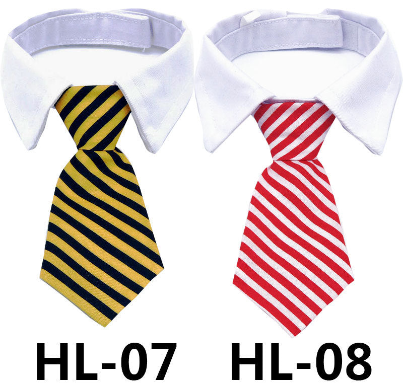 KFX-9795133 Solid Color and Striped Pet Tie for Cats and Dogs - Polyester Silk, S and L Sizes