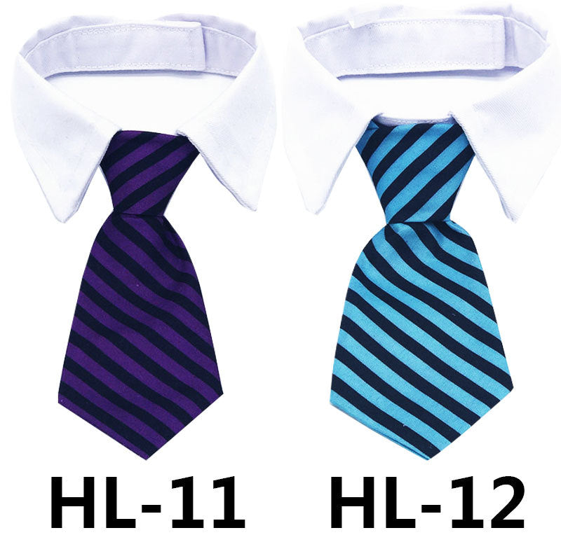 KFX-9795133 Solid Color and Striped Pet Tie for Cats and Dogs - Polyester Silk, S and L Sizes