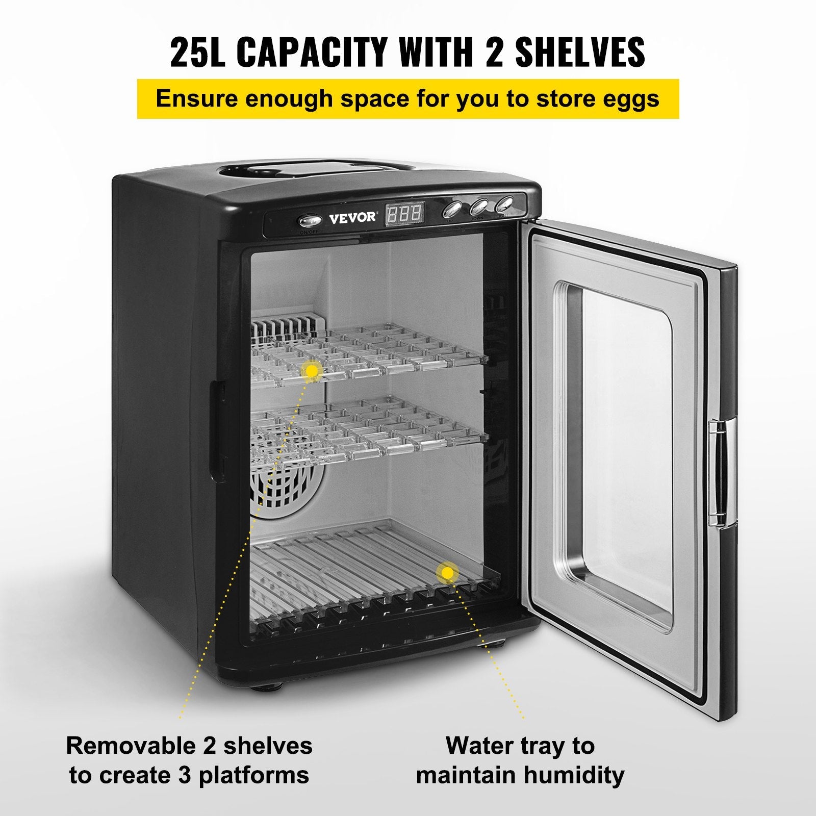 KFX-9796925 Digital Reptile Egg Incubator with Adjustable Temperature 5-42°C and 25L Capacity for Small Reptiles
