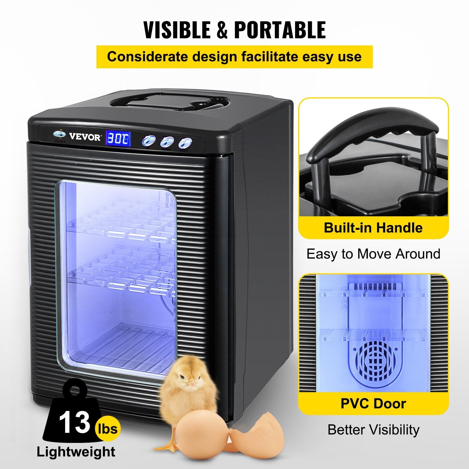 KFX-9796925 Digital Reptile Egg Incubator with Adjustable Temperature 5-42°C and 25L Capacity for Small Reptiles