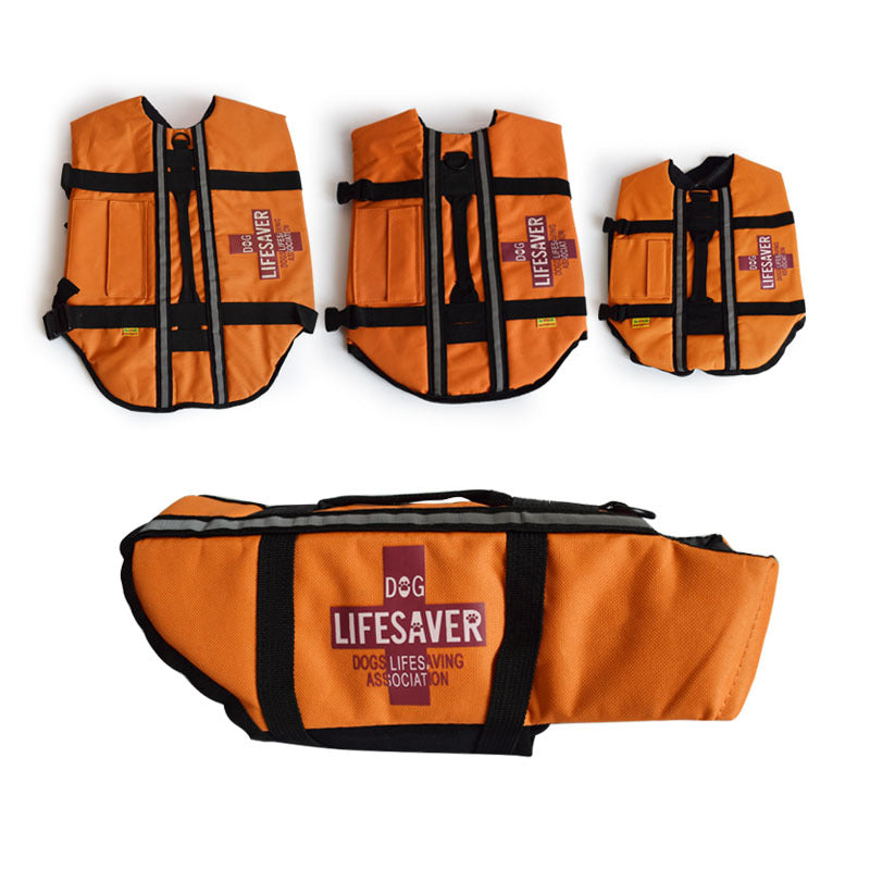 KFX-9797053 Pet Dog Life Jacket Swimsuit in Orange for Safety and Buoyancy