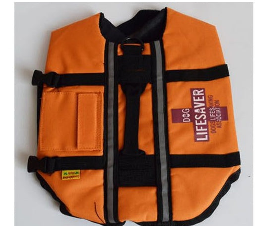 KFX-9797053 Pet Dog Life Jacket Swimsuit in Orange for Safety and Buoyancy