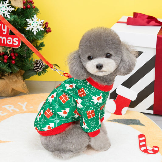 KFX-9798461 Cozy Christmas Tree Hoodie for Pets in Festive Green and Red