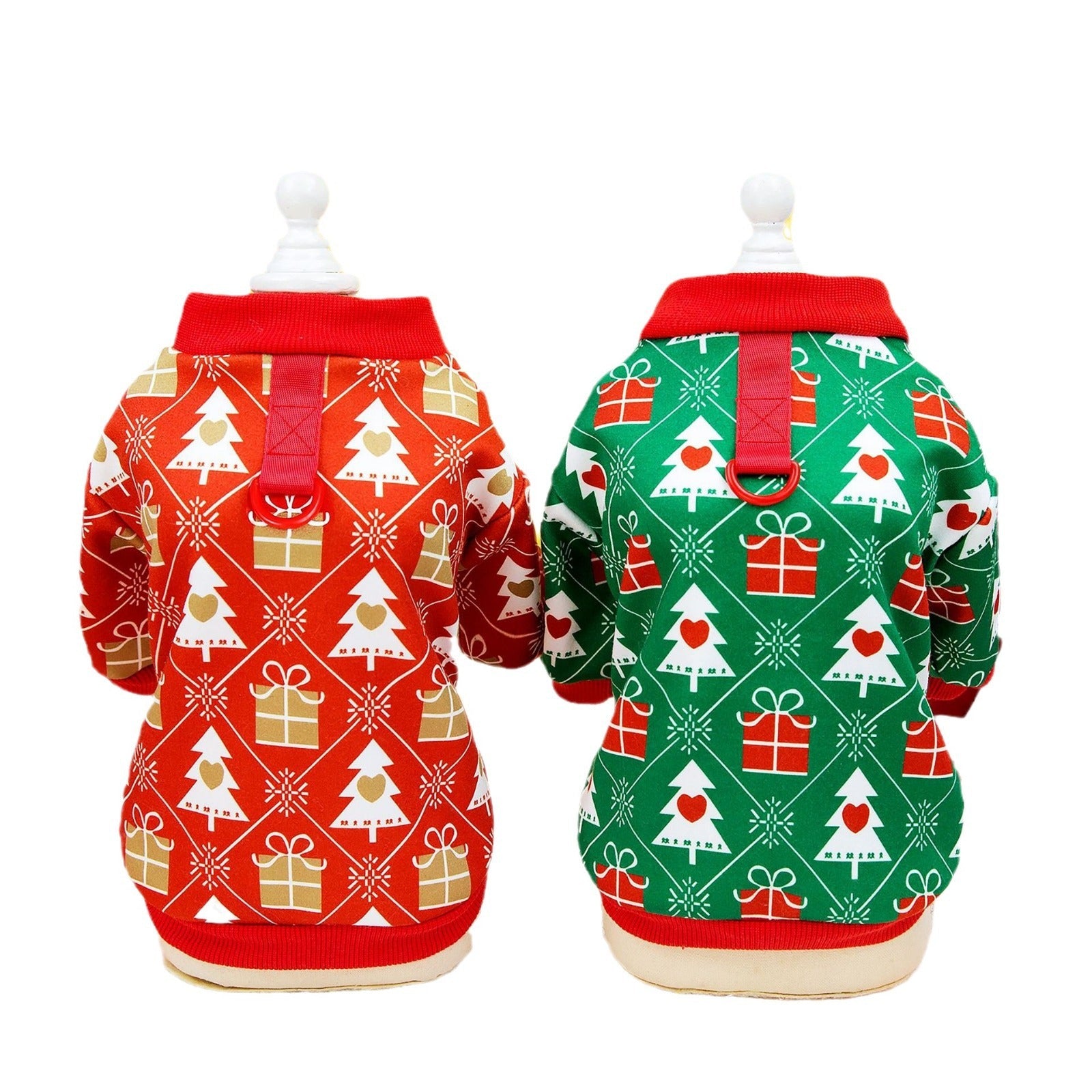 KFX-9798461 Cozy Christmas Tree Hoodie for Pets in Festive Green and Red
