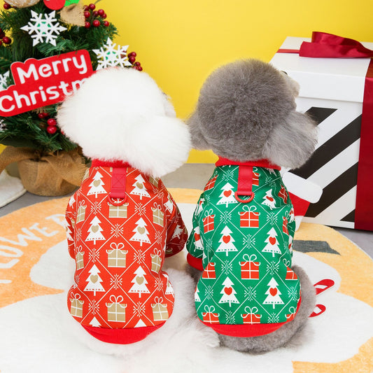 KFX-9798461 Cozy Christmas Tree Hoodie for Pets in Festive Green and Red