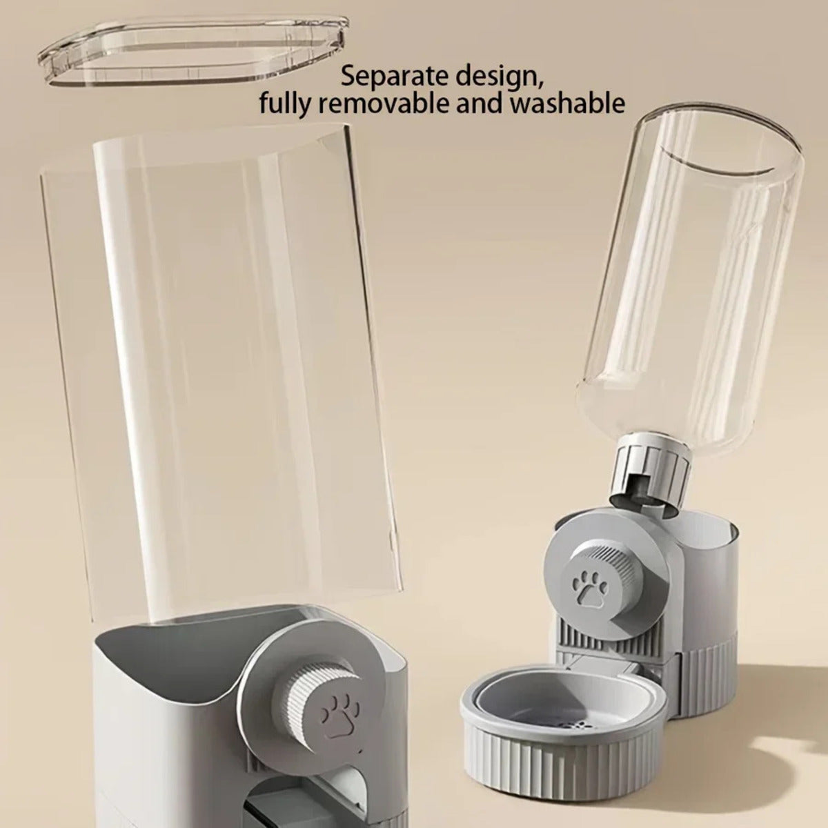 KFX-9798717 1.2L Automatic Pet Feeder and Water Dispenser for Small Pets, Ideal for Puppies, Kittens, and Rabbits