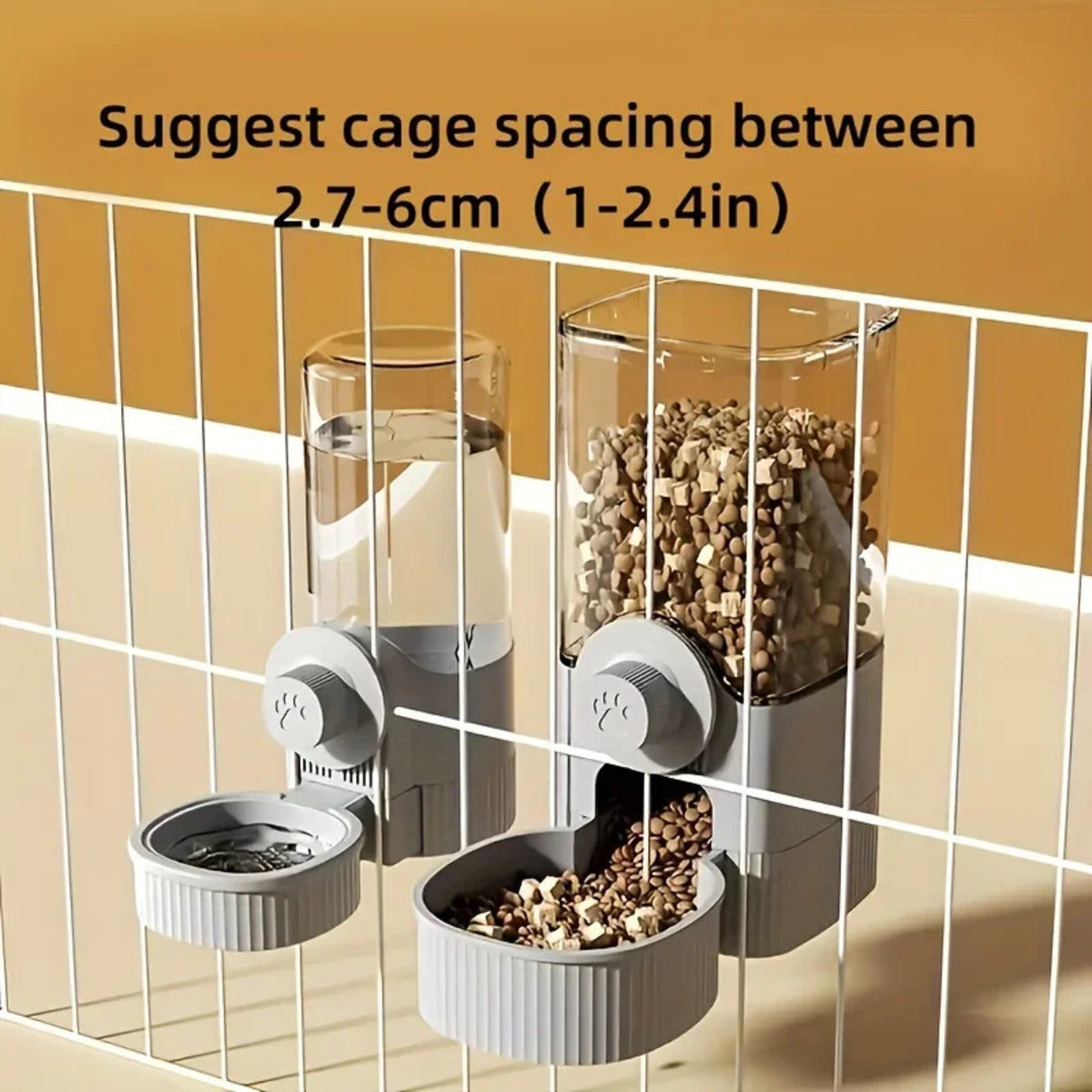 KFX-9798717 1.2L Automatic Pet Feeder and Water Dispenser for Small Pets, Ideal for Puppies, Kittens, and Rabbits