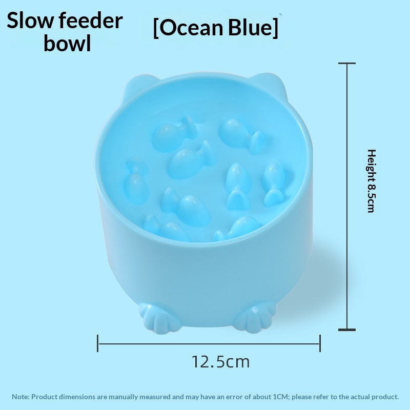 KFX-9798845 Solid Color Minimalist Slow-Feeding Anti-Choking Pet Bowl - Available in Blue, Pink, Green