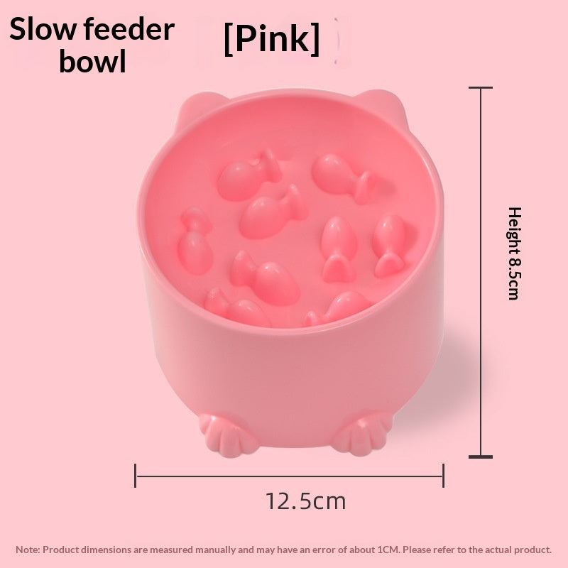 KFX-9798845 Solid Color Minimalist Slow-Feeding Anti-Choking Pet Bowl - Available in Blue, Pink, Green