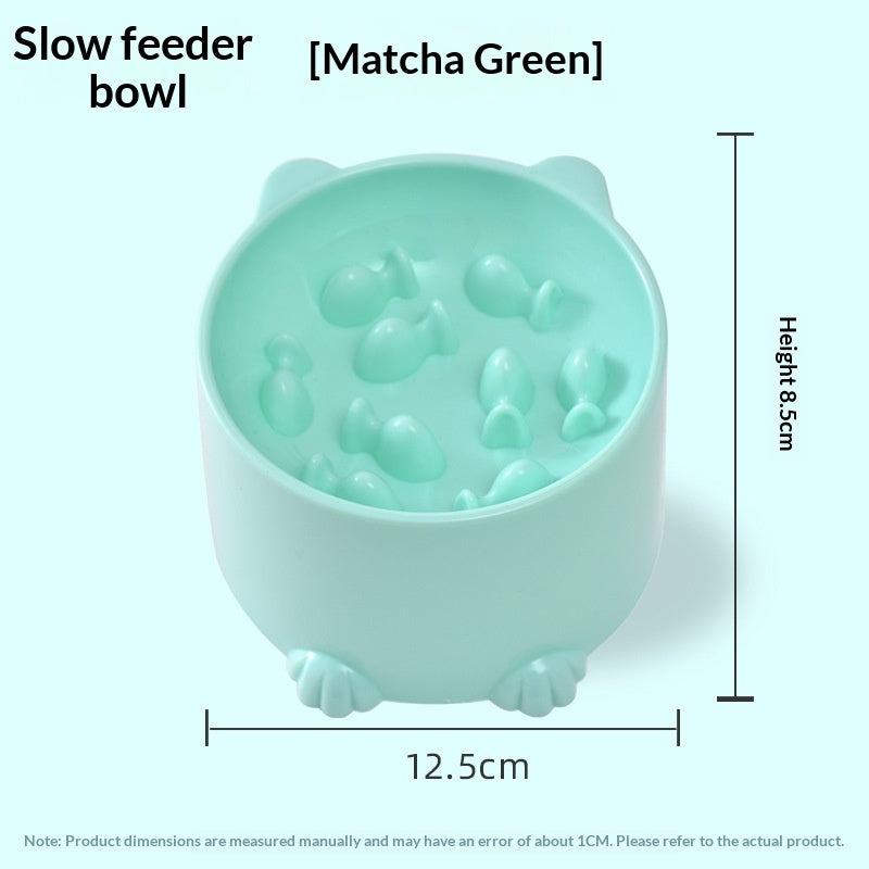KFX-9798845 Solid Color Minimalist Slow-Feeding Anti-Choking Pet Bowl - Available in Blue, Pink, Green