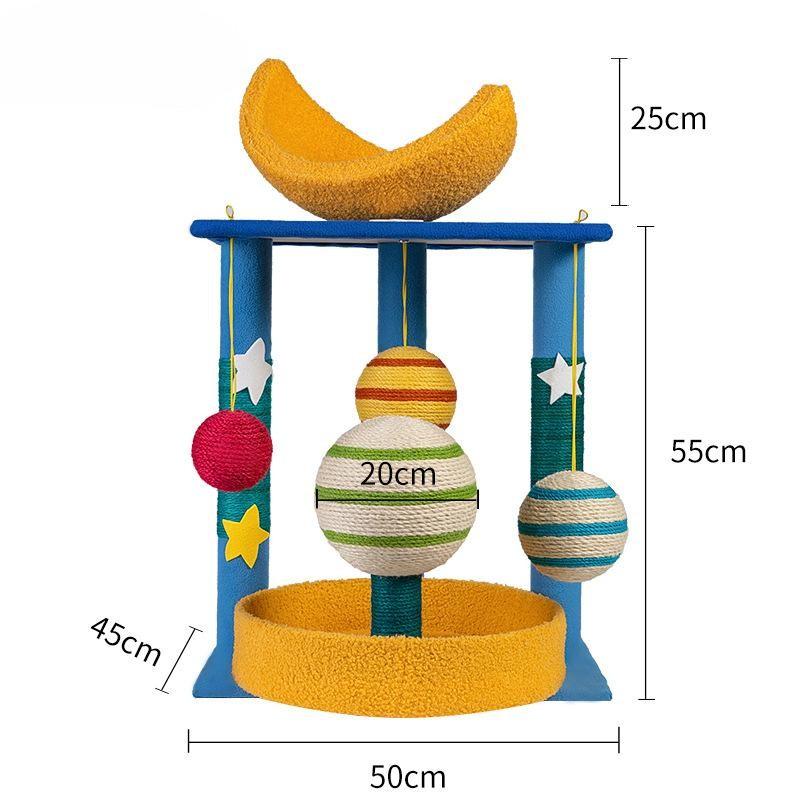 KFX-9801917 Starry Cat Climbing Frame with Toy - Soft Teddy Velvet & Sisal Material